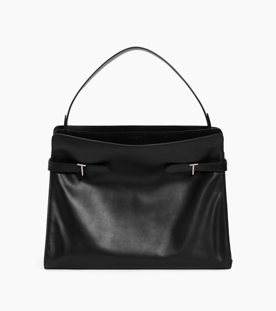 Sac porté épaule modèle maxi Emie en cuir lisse et nubuck